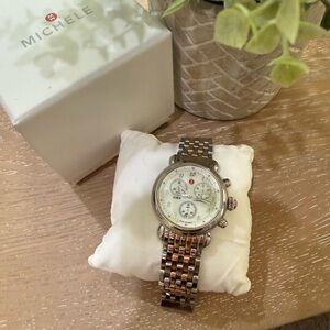 Michele Silver and Gold Chronograph Watch